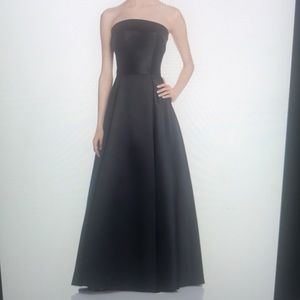 Aqua velvet trim black gown